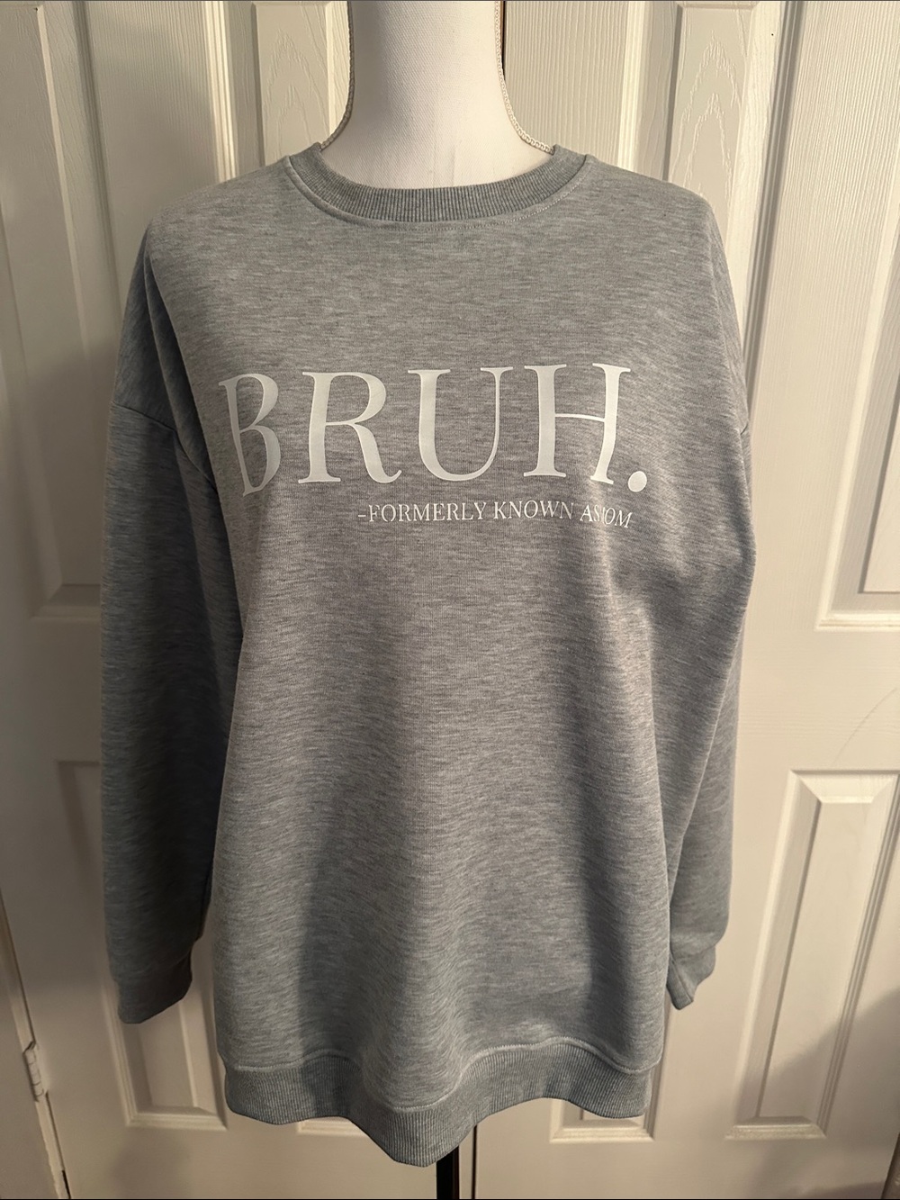 BRUH. Graphic Crewneck Sweatshirt - Gray